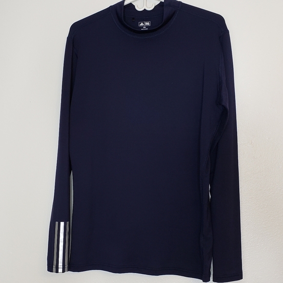 Adidas Mock Neck Golf 3 Stripes Mens Shirt Iconic Classic Athletic Athleisure - Picture 1 of 16